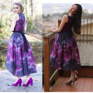 Neiman Marcus/Lela Rose for Target, purple watercolor, silk blend dress, size 10